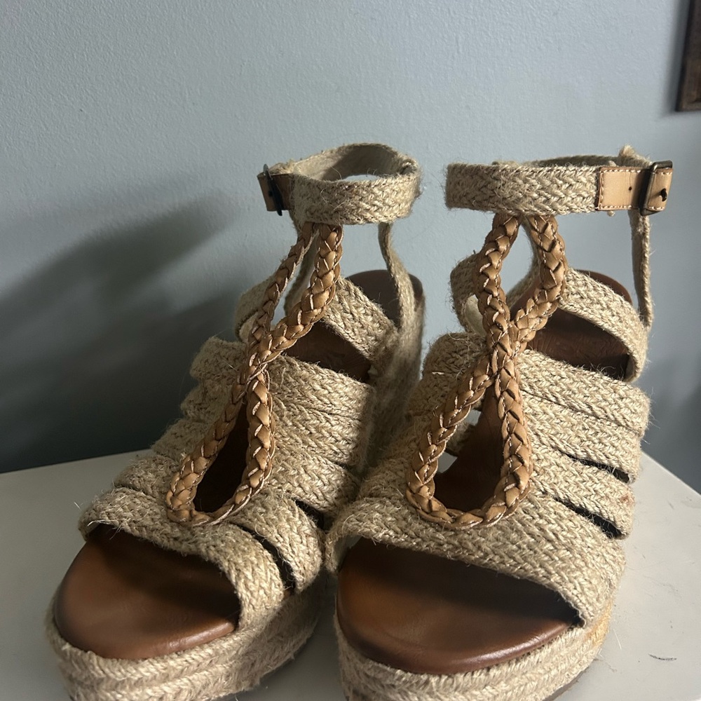 Blowfish Tan Espadrille Wedges with Braided Design